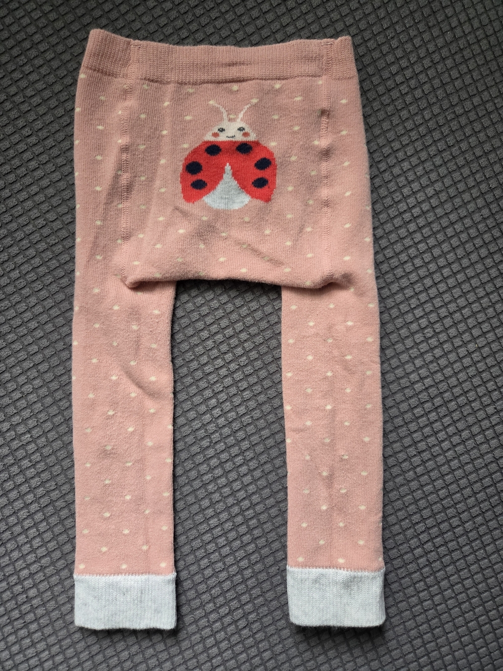 Baby Boden Pink Knit Footless Tights with Ladybug Motif 6-12M